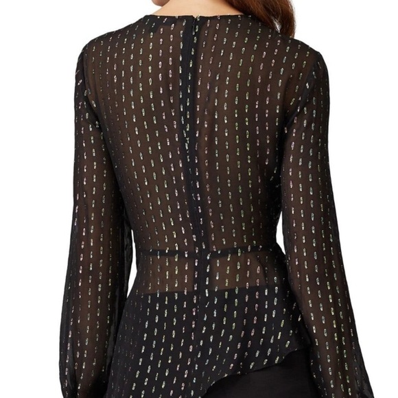 Chelsea and Walker Iman Metallic Silk Blouse Top - Picture 4 of 14